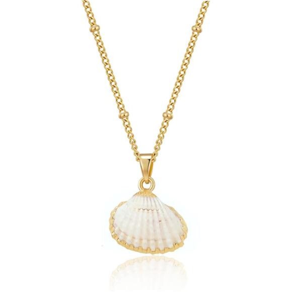 Aghfacy Gold Shell Pendant Necklace | Ocean-Inspired Jewelry - Picture 2 of 5